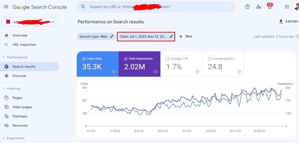 SEO Services Client : Google Search Console Shows Month by Month Traffic Growth 