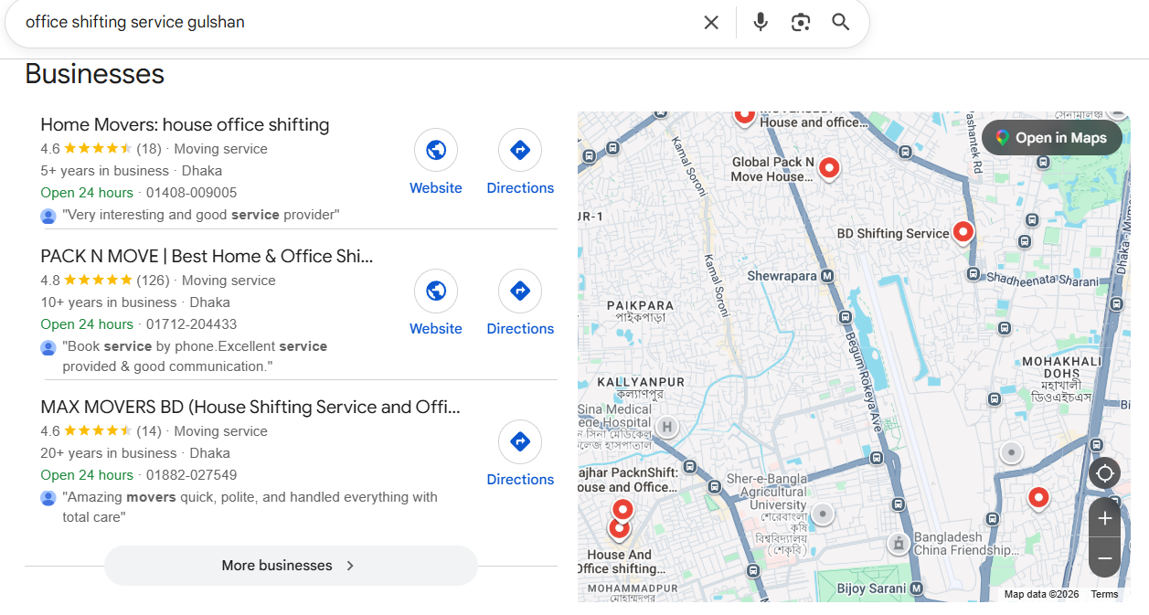 office shifting services Gulshan local seo